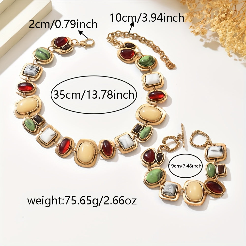Graevis | ボヘミアンデザインのカラーネックレスとブレスレットセット