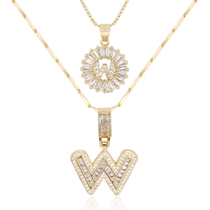 Primrose™ イニシャルダイヤモンドネックレス 14k（2個セット）